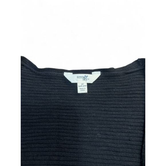 Terra & Sky Cardigan Women's Black Oversized Ribbed Size 3xl - Picture 5 of 7